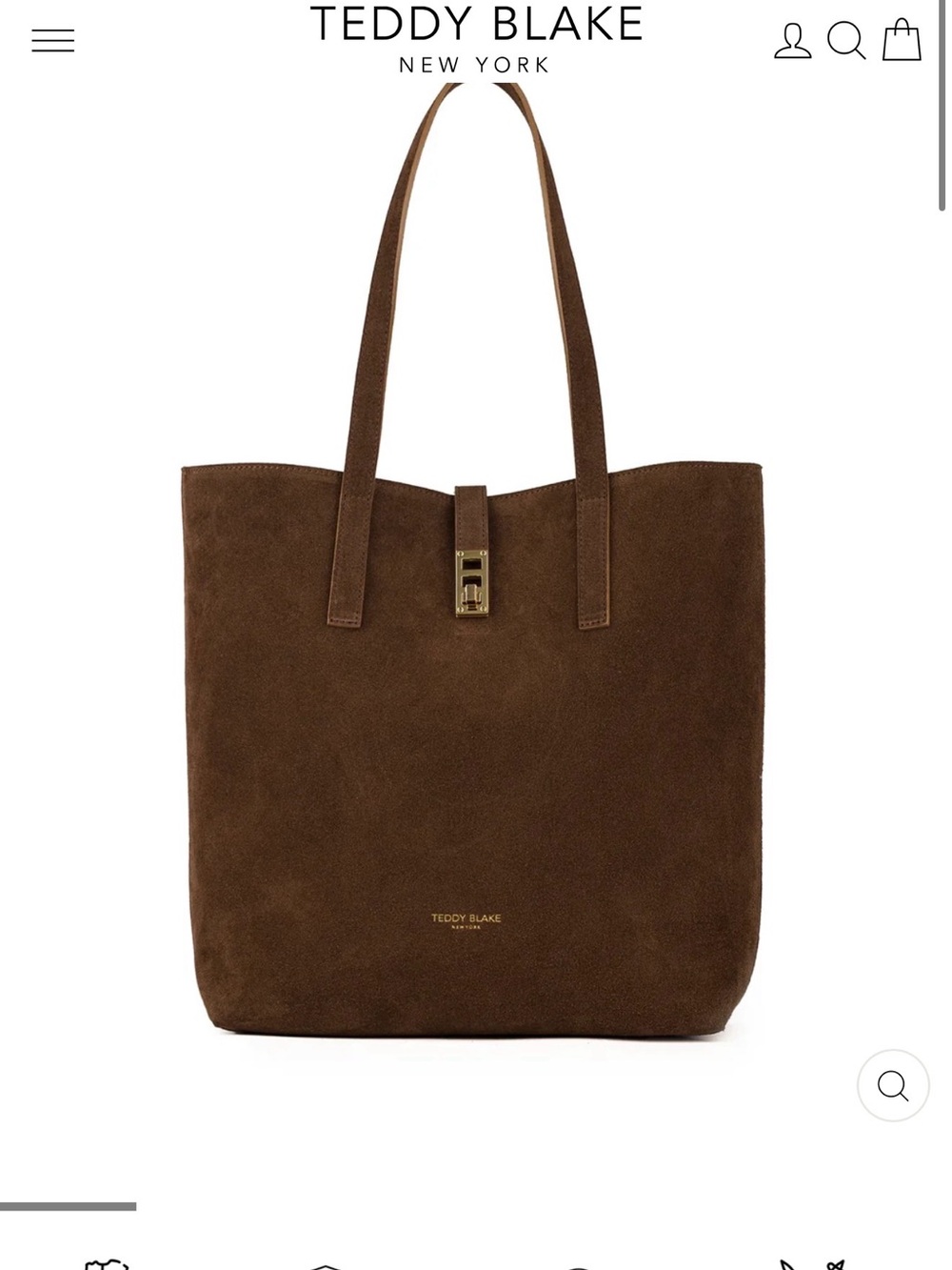 Teddy Blake Nina Suede 12” Brown Suede Tote Bag